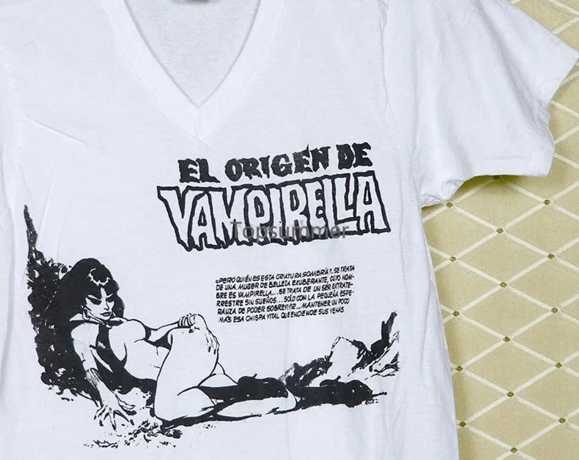 

Vampirella T-Shirt 1980S Vintage Rare Vampire Comic Shirt Dracula Goth Punk Buffy Slayer Vampira Morticia Addams Nosferatu