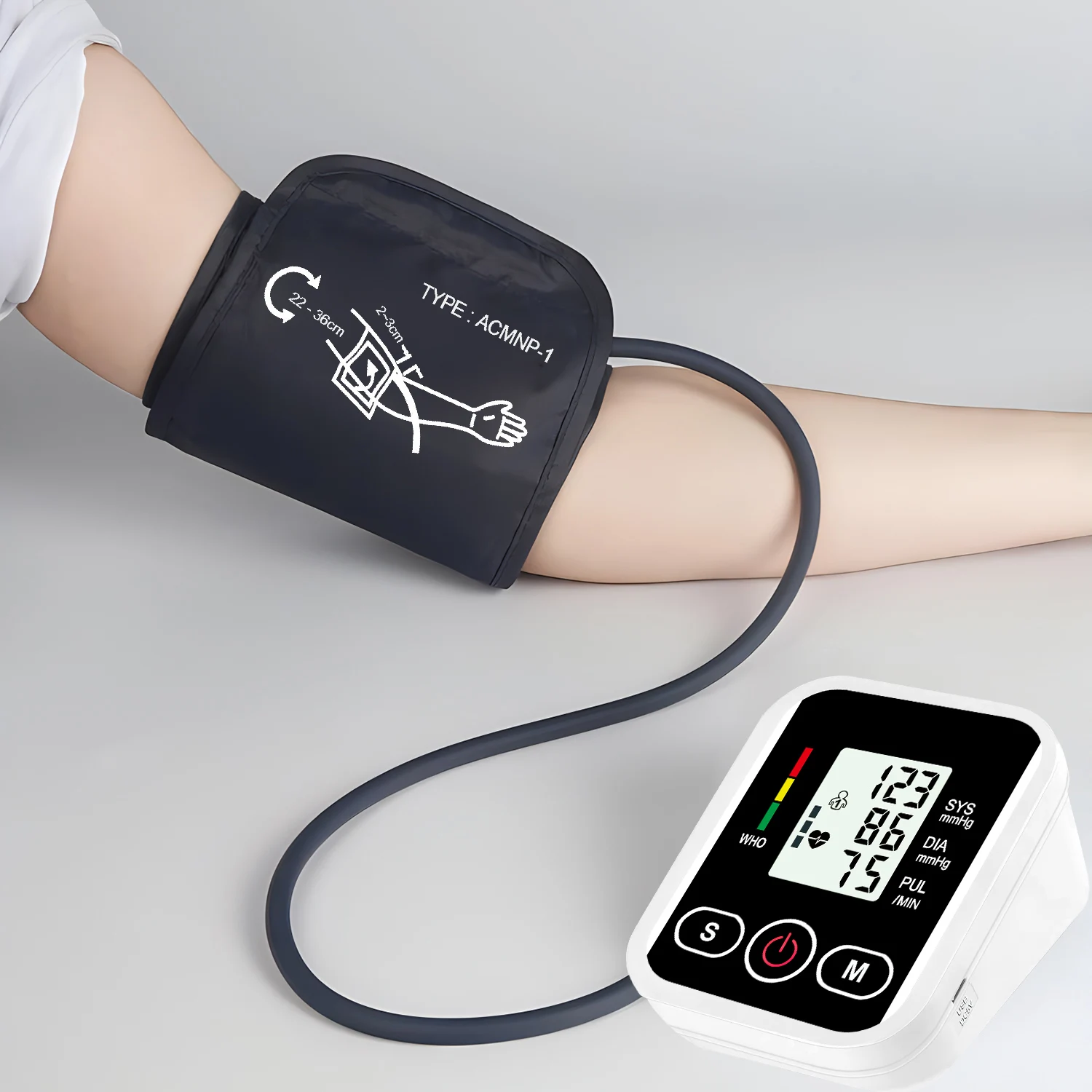 Tensiómetro Portátil de Brazo, Monitor de Presión Arterial Automático, Medidor de Presión Sanguínea para el Cuidado de la Salud en el Hogar
