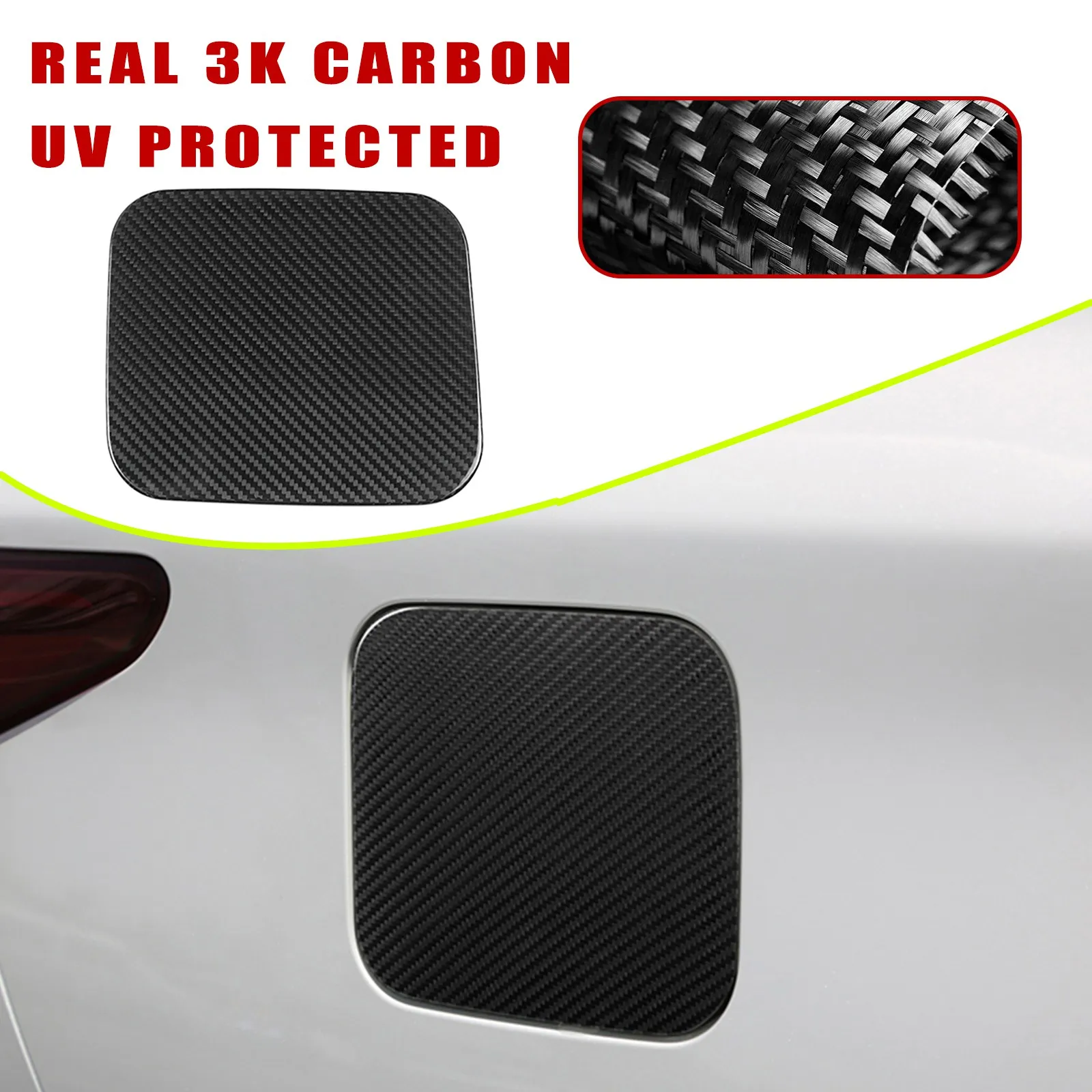 Real Carbon Fiber Door Gas Cap Fuel Filler Tank Cover Trim For Infiniti Q50L 2015-2022
