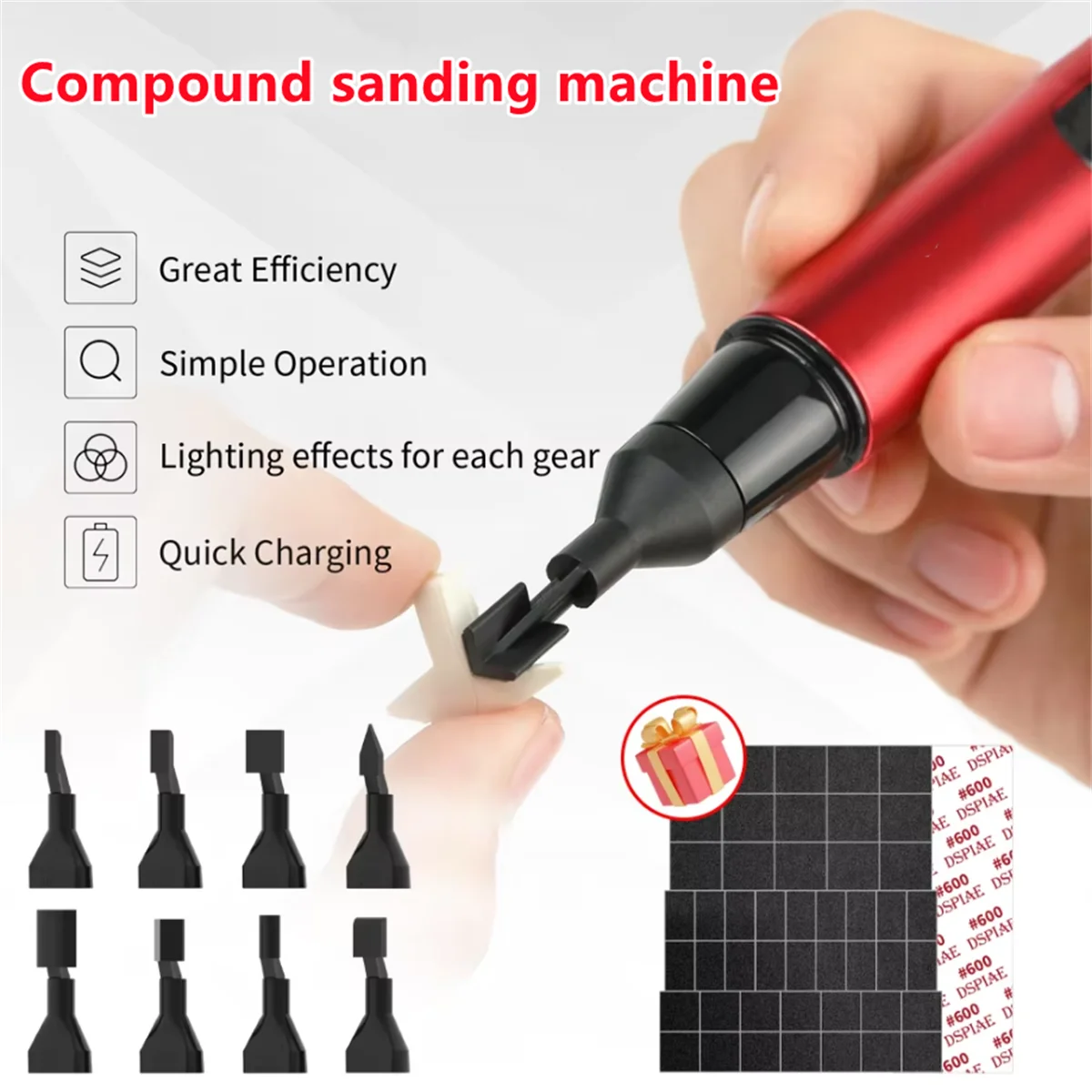 Mini Reciprocating Sander DIY Electric USB Charge Grinding Pen Plastic Model Sanding Heads Sandpaper Military Craft Tools