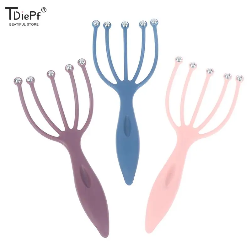 1Pc Five Finger Head Massager Steel Ball Head Massage Relaxation Massager Hair Held Scalp Neck Stress Relief Reduce Stress Relax