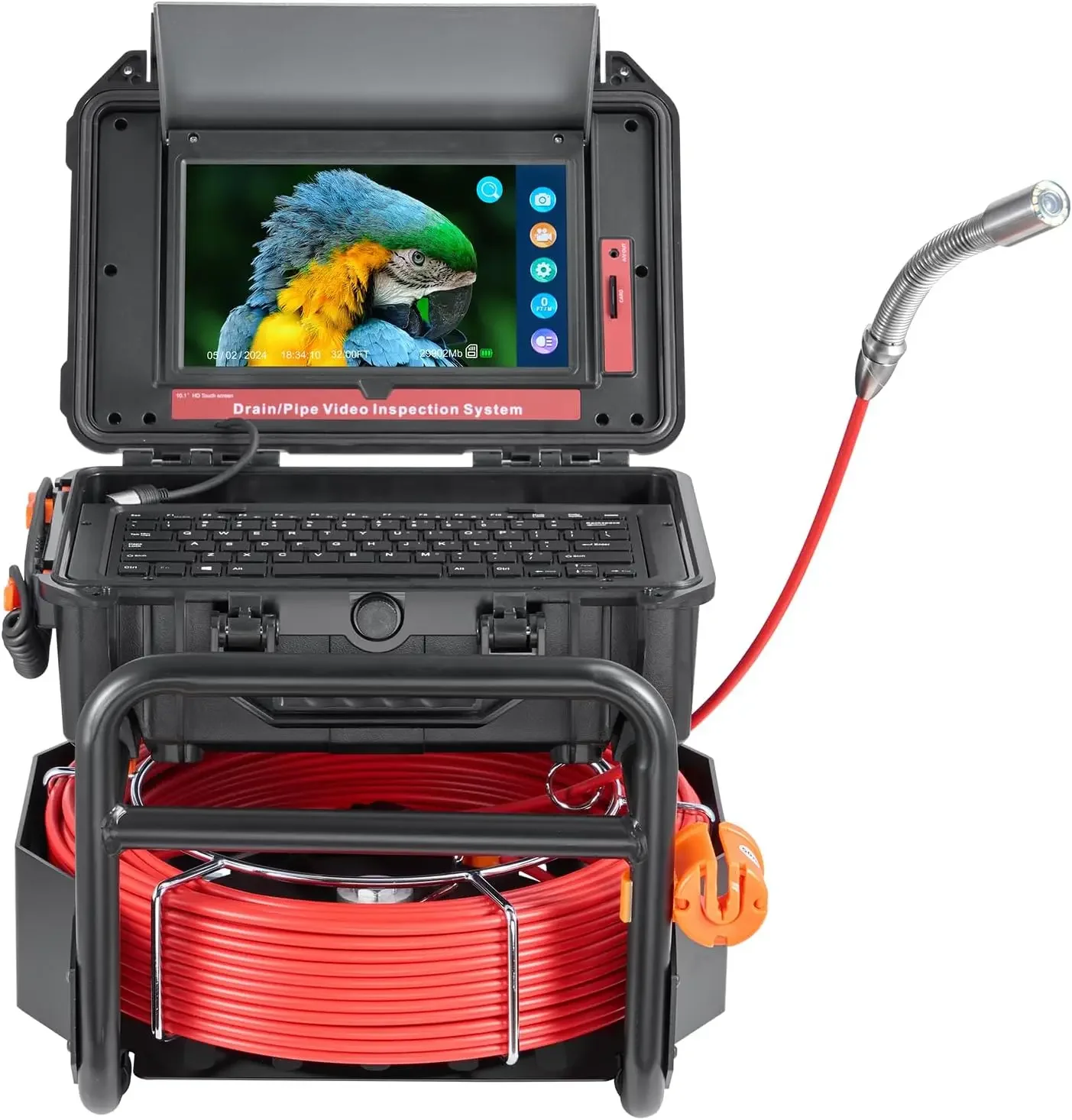 Sewer Camera 165 ft 50m Self Leveling Drain Camera with 10 1 Touchscreen 512Hz Transmitter Distance Counter IP67 Snake