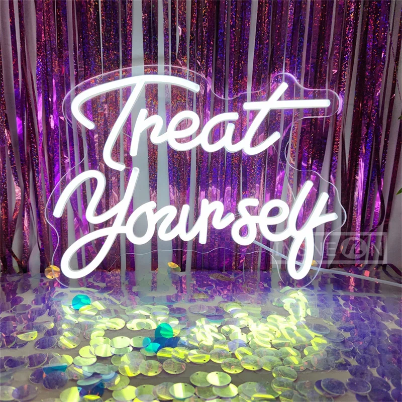 

Treat Yourself Neon Sign Wall Decor Club Party Neon Signs Light For Home Bedroom Cave LED Neon Light Sign Birthday Gift Lamp Usb