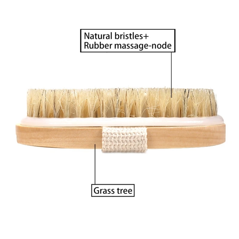 2 In 1 Dry Skin Body Brush Natural Bristle Dead Skin Remover Anti Cellulite Exfo