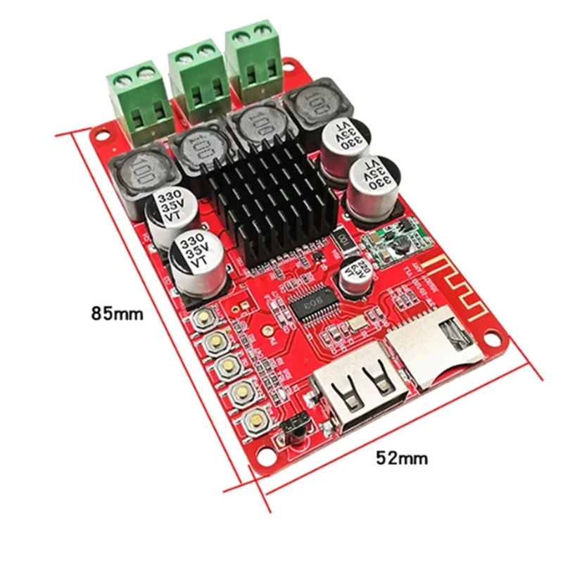 B63B-TPA3116 Digital Audio Amplifier Board TF Card U-Disk Player 2X50w Power Amplifier Board Bluetooth For Receiver FM Radio
