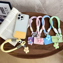 Korea Y2k Ctue Flower Candy Color Phone Lanyard Simplicity Short Phone Strap Pearl Style Phone Chain Bracelet Phone Accessories