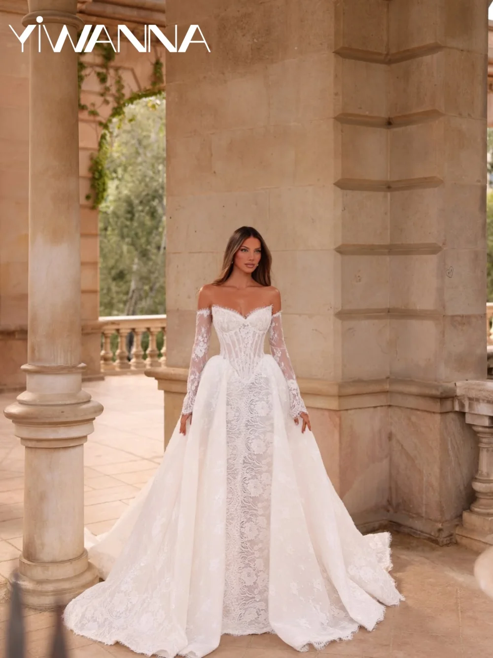 New Arrival Dreamy Lace Wedding Dress Romantic Sweetheart Neck Bridal Gown Customized Detachable Sleeve A-line Dresses For Bride
