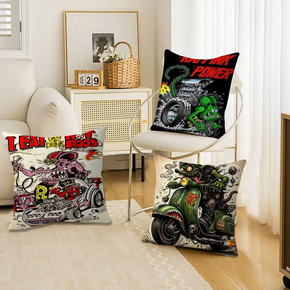 Funny Rat Fink Personalized Pillow Dust Cover Bedroom Kids Party Decoration Pillowcase Birthday Children Gift