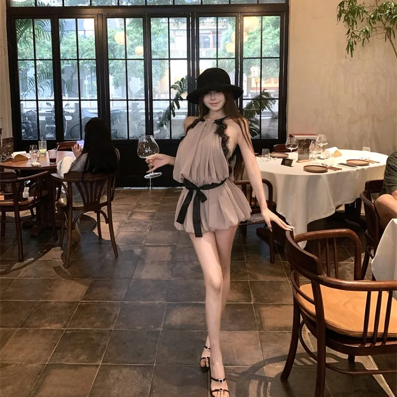 Falda romántica de empalme de encaje para mujer, cinturón colgante Dr Ne, estilo coreano, novedad de verano, Faion A-Line Dr