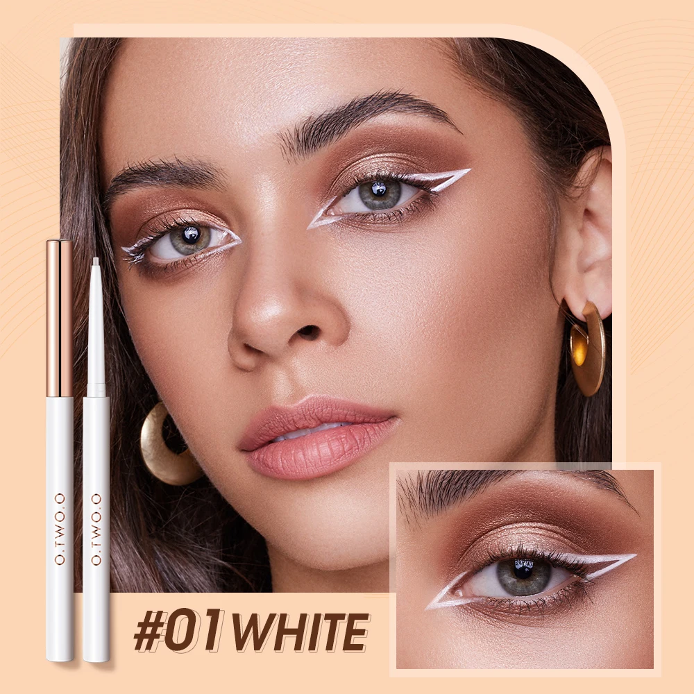 O.TWO.O 1.0MM Fine Eyeliner Gel Pen White Brown Smooth Waterproof Eye Liner Pencil Easy to Draw Long Lasting Eyes Cosmetics