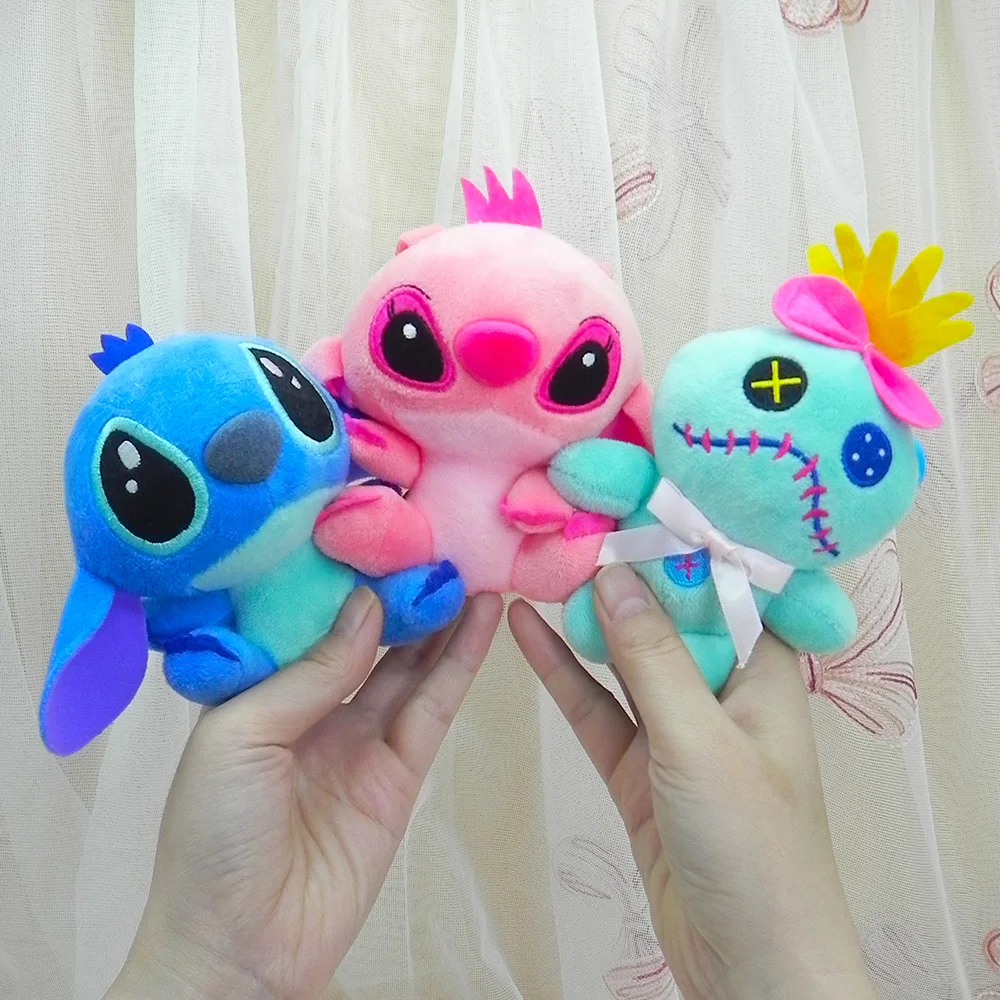 10cm Disney Anime Plush Toy Kawaii Stitch Angel Scrump Keychain Lovely Dolls Pendant Gift For Kids Stuffed Peluches Cute Toys