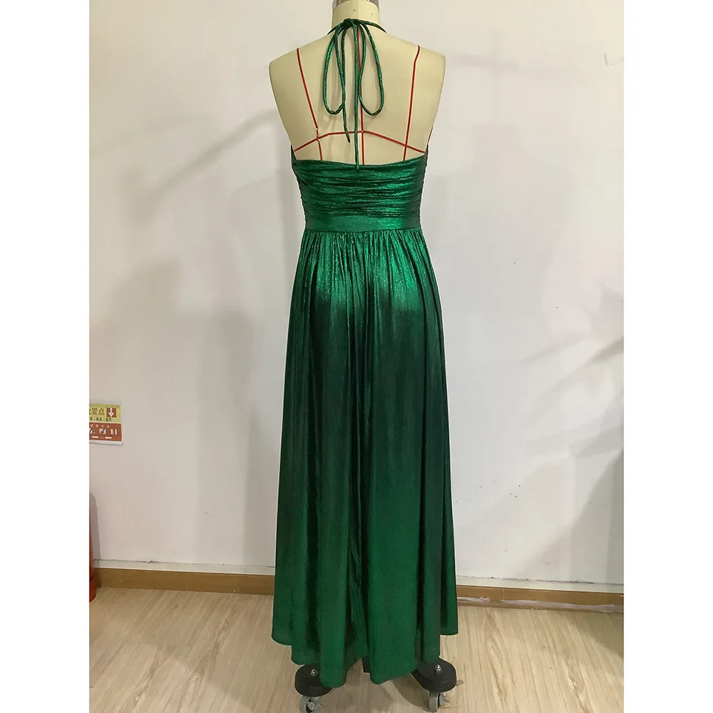 ICCLEK Wedding Guest Dresses Платья На Свадьбу Гость Women\'s Christmas Dress Платье Женское Вечернее Shiny Green Dress