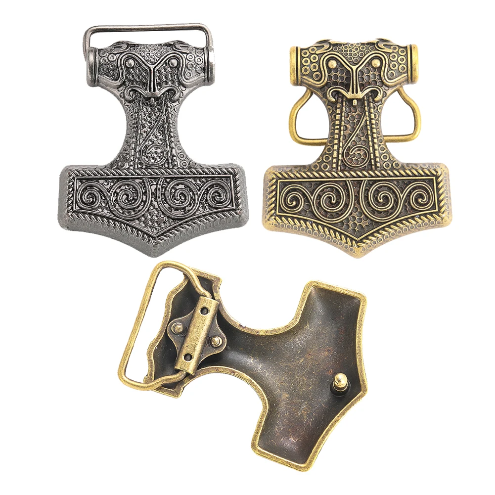 Mitologia Nórdica Retro Odin Hammer Belt Buckle Viking Rune Myth Arma Ocidental Cowboy Jeans Acessório Fastener para Homem 4cm Cintos