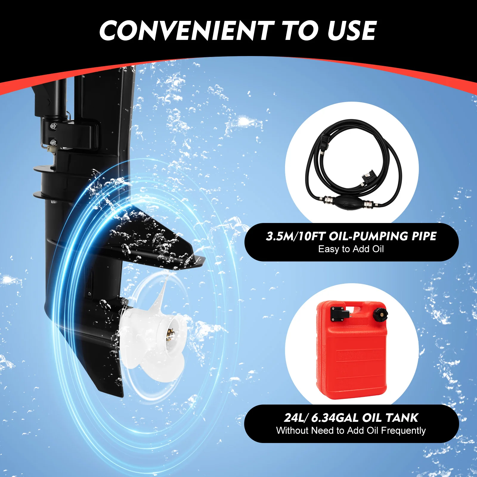 2-Stroke 12HP Outboard Engine Kit with Oil Pipe & Fuel Tank Water Cooling and CDI System Outboard Motor for Inflatable Boats