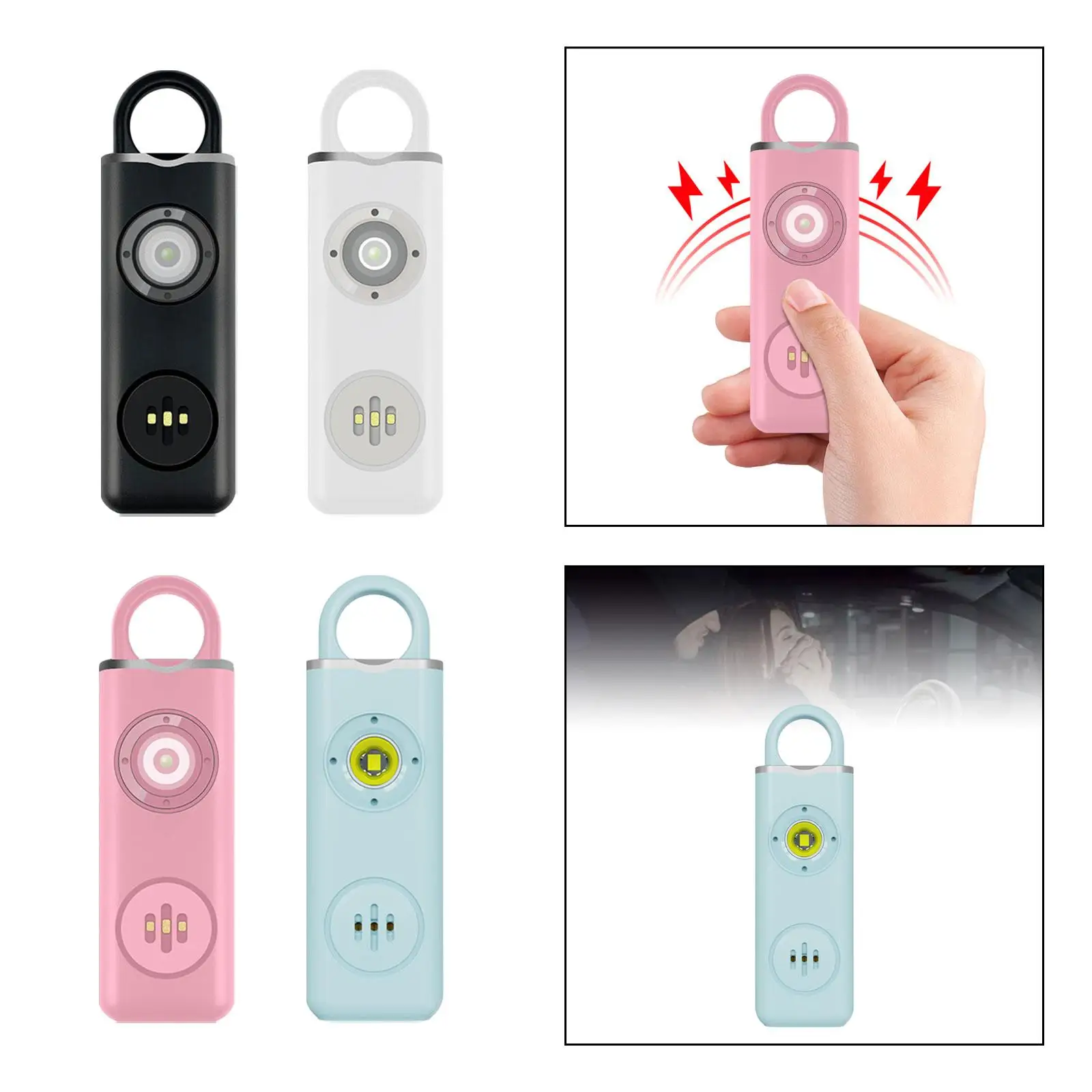 Alarme de sécurité personnelle portable avec lampe de poche LED, femmes, filles, voyage