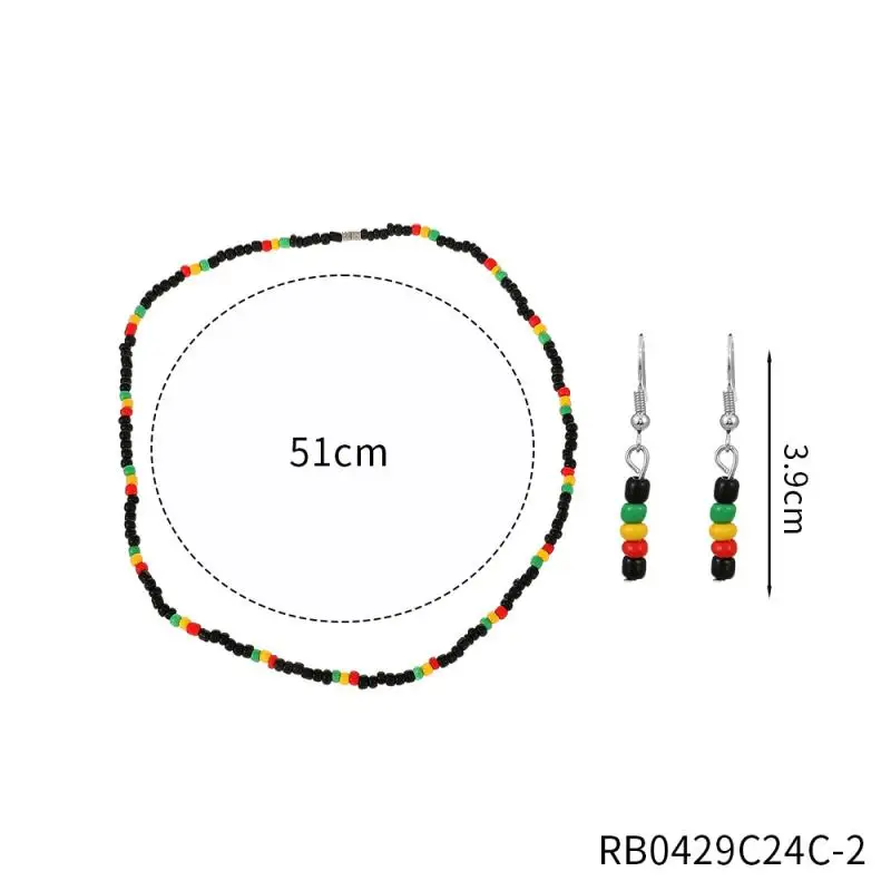 7 Jamaican Ladies Jewelry Set Rasta Headband Oversized Square Sunglasses Rasta Beaded Bracelet Is Suitable For Ladies And Girls