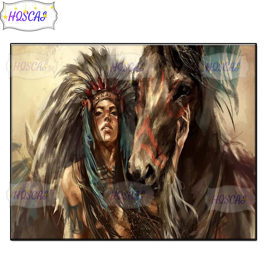 Graffiti, indians and horses Full Square/Round Diamond painting Embroidery Kit portrait mosaic painting wall art Home Gift