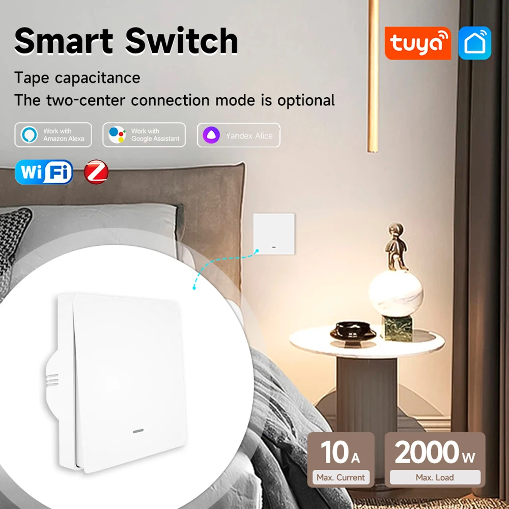 Tuya ZigBee Smart Scene Switch WiFi 1-3 Button Zigbee Wall Switch Smart Scene 1-3Gang 10A for Alexa Home Assistant App Control