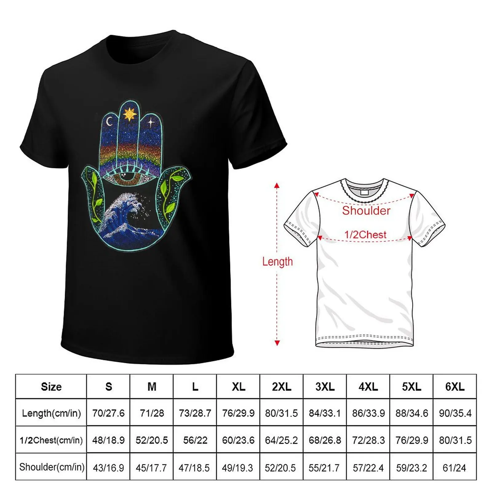 Hamsa Great Wave T-Shirt rapper graphic tees plus size clothes mens graphic t-shirts anime