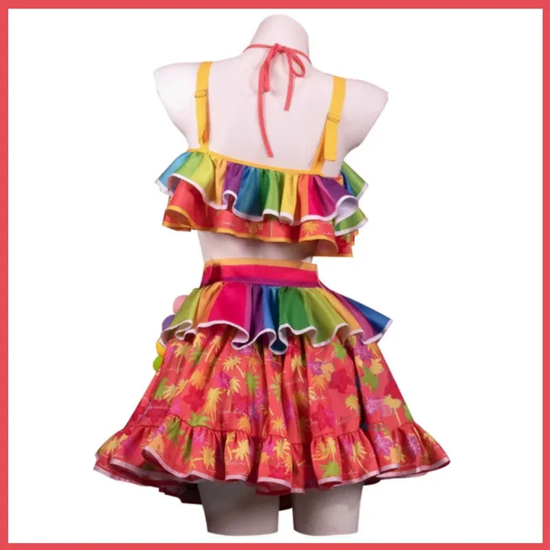 Disfraz de Cosplay de Anime Aikatsu! Kanzaki Mitsuki Natsuki Mikuru, traje de baño para el día de verano, falda, peluca, traje de Bikini Sexy para fiesta en la playa 5f