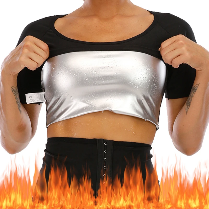 Camisetas de sauna para mujer, moldeadoras de cuerpo, adelgazantes, de manga corta, faja reductora de cintura, quemagrasas, corsés de fitness.