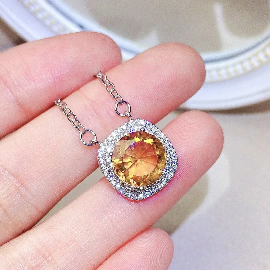 

Ожерелье с натуральным цитрином класса VVS 4 карата, кулон из 18-каратного золота, серебряный кулон с цитрином 925 пробы для вечеринки