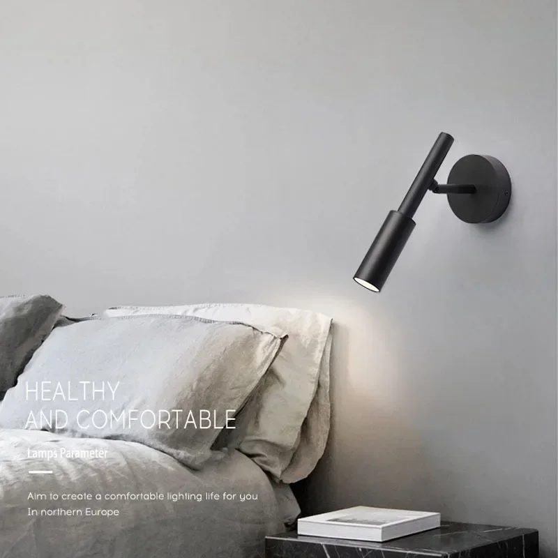 Simple LED Wall Lights adjustable Bedside Lamp Nordic Creative Reading Infinite Light Bedroom background wall lamp