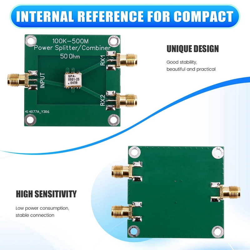 50 โอห์ม 100K-500Mhz Power Divider Combiner/Splitter (ไม่มีเปลือก)