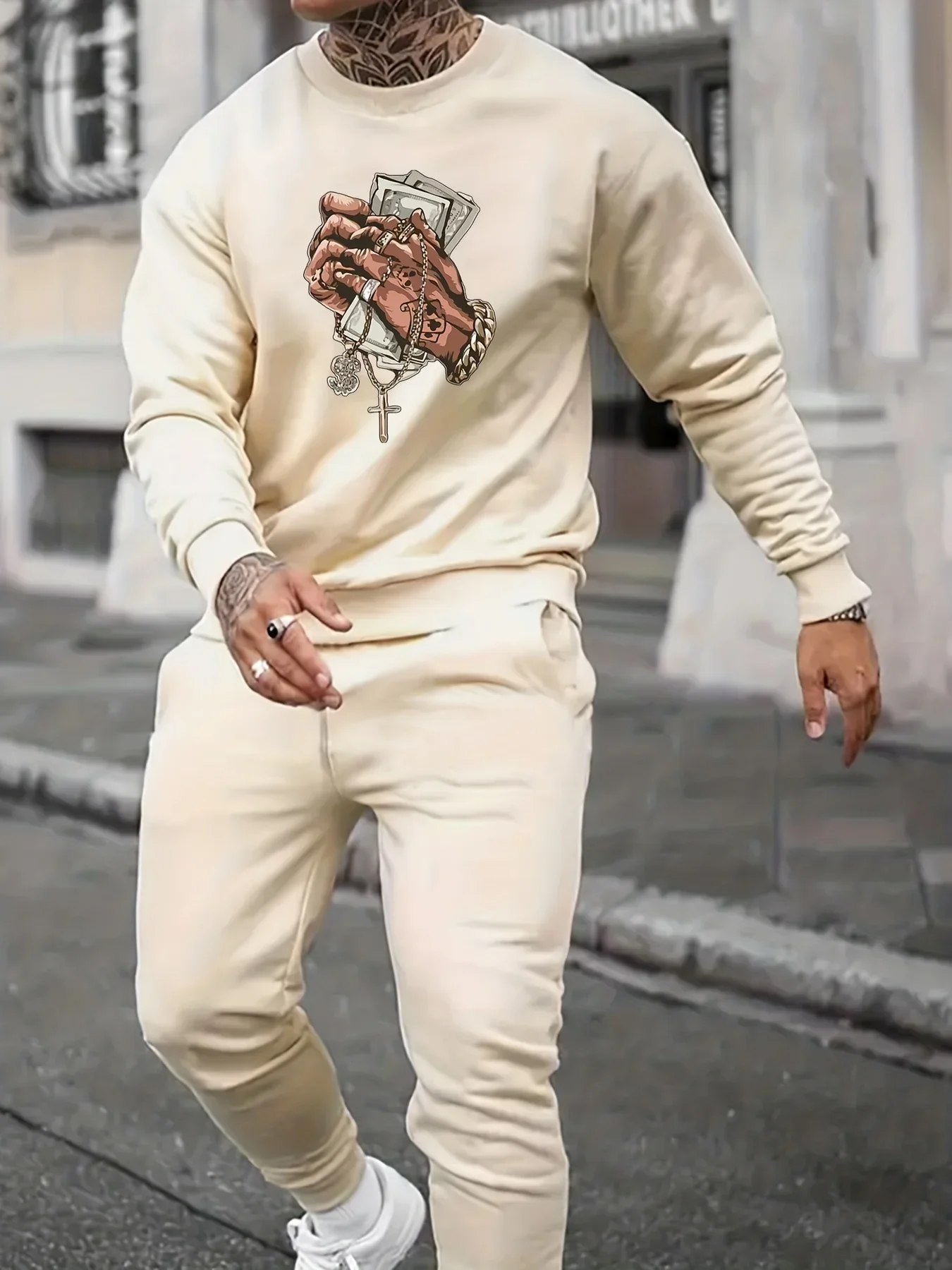 2024 New Men's Autumn Winter Sweater Set With Plush Fashion