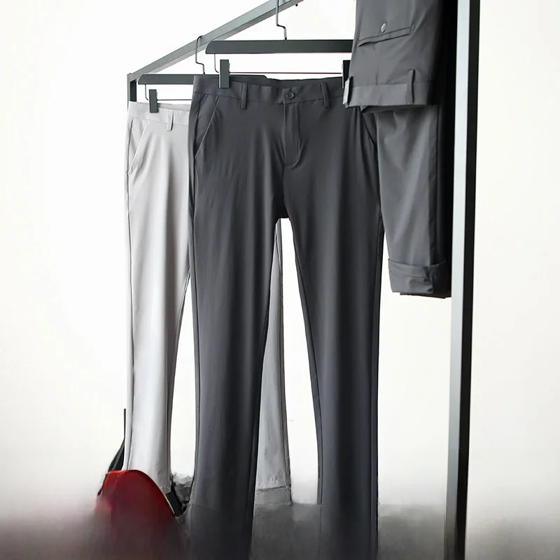 

Мужские повседневные брюки Busin Commuter: дышащие, эластичные в четырех направлениях, весна-лето, новая модная городская модель, зауженный крой, длинные.