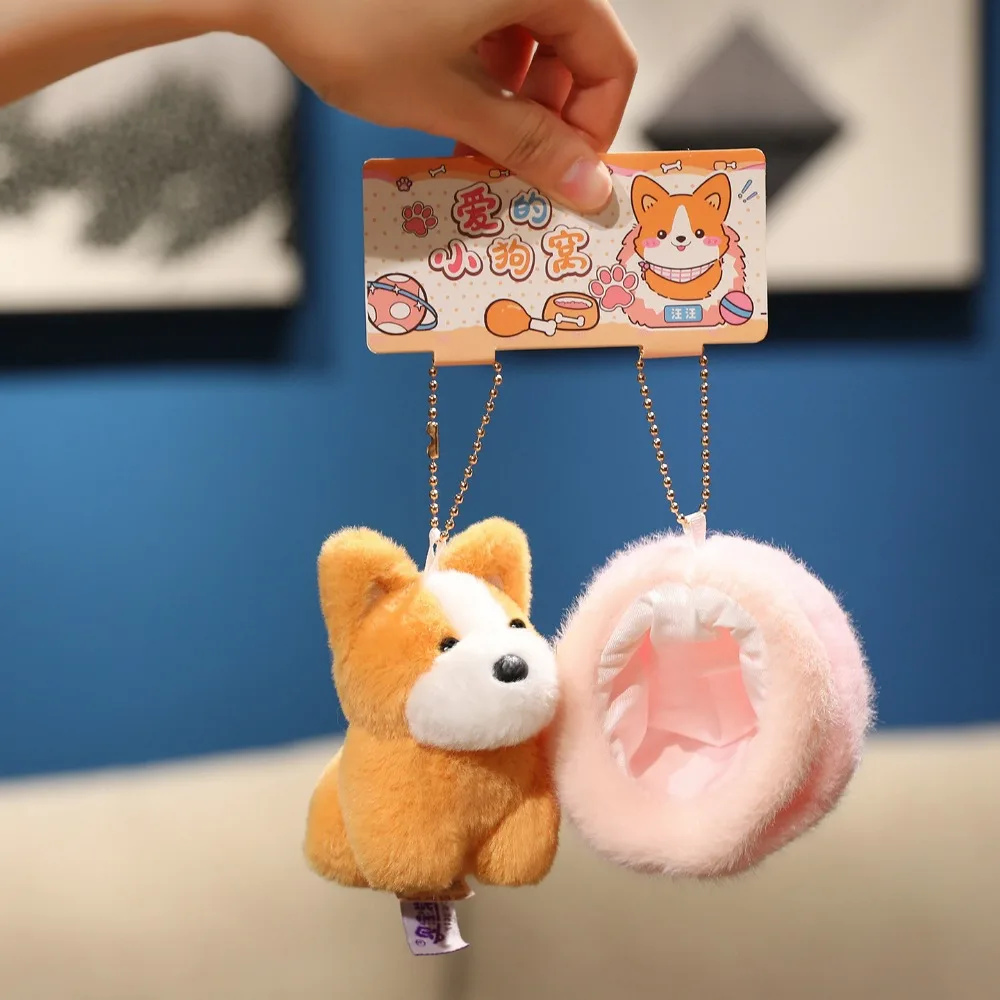 

Puppy Dolls Puppy Nest Plush Keychain Bag Charm Stuffed Animal Corgi Doll Plush Toy 9cm Shiba Inu Schnauzer Plush Pendant
