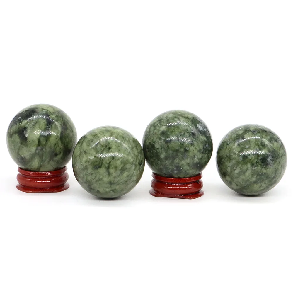 40mm Natural Xiuyan Jade Stone Ball Reiki Healing Crystal Sphere Massage Globe Gemstone Feng Shui Specimen Home Room Decoration