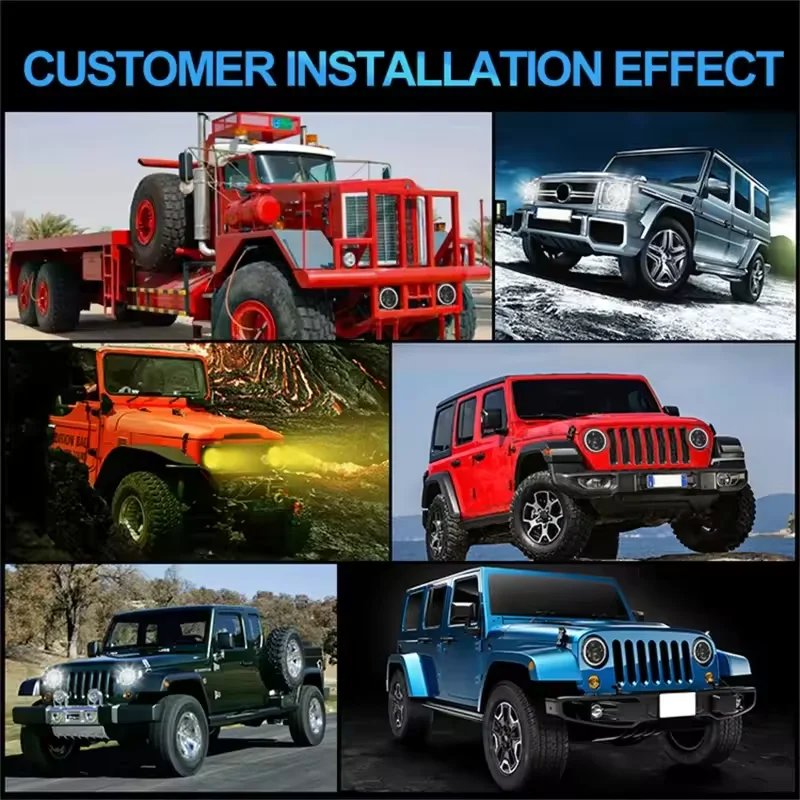 العالمي 5.75 بوصة أسود مستدير LED المصباح دراجة نارية 5-3/4 "العرض LED DRL هالو عيون الملاك كشافات ل هارلي سبورتستر