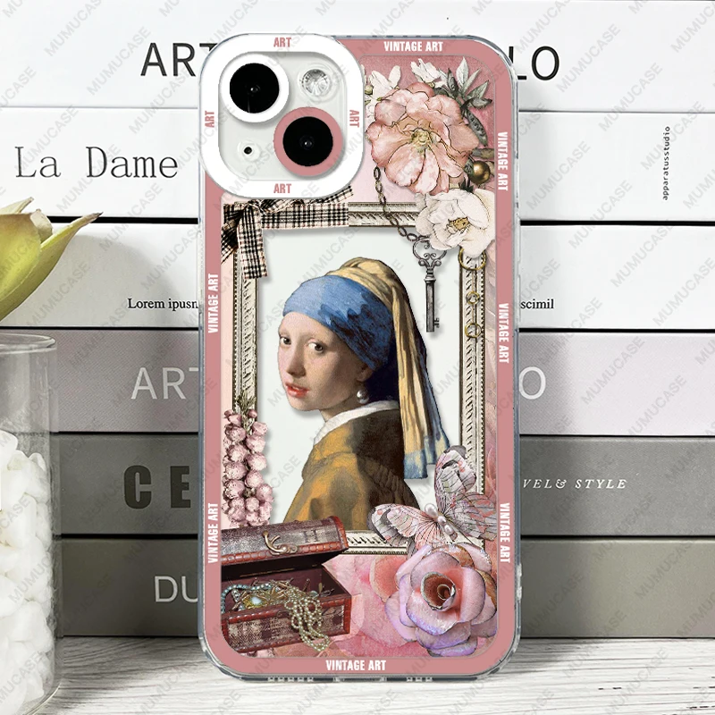 Case For iPhone 14 Pro Max 13 12 Mini 11 XS X XR SE 7 8 Plus Soft Cover European Style Palace Vintage Stickers