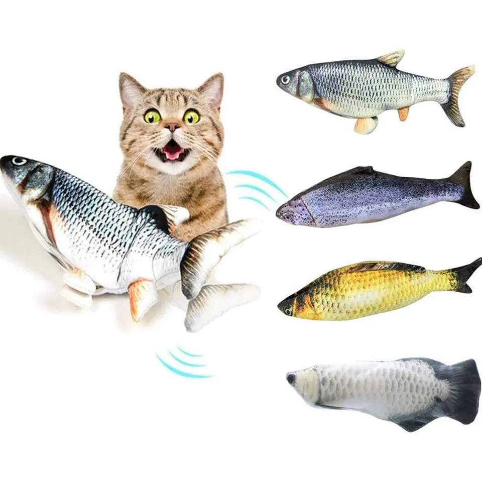 Pet Cat Toy Simulation Electric Fish Built-in Rechargeable Battery Cat Entertainment Interactive Molar Cat Electric Fish Toy