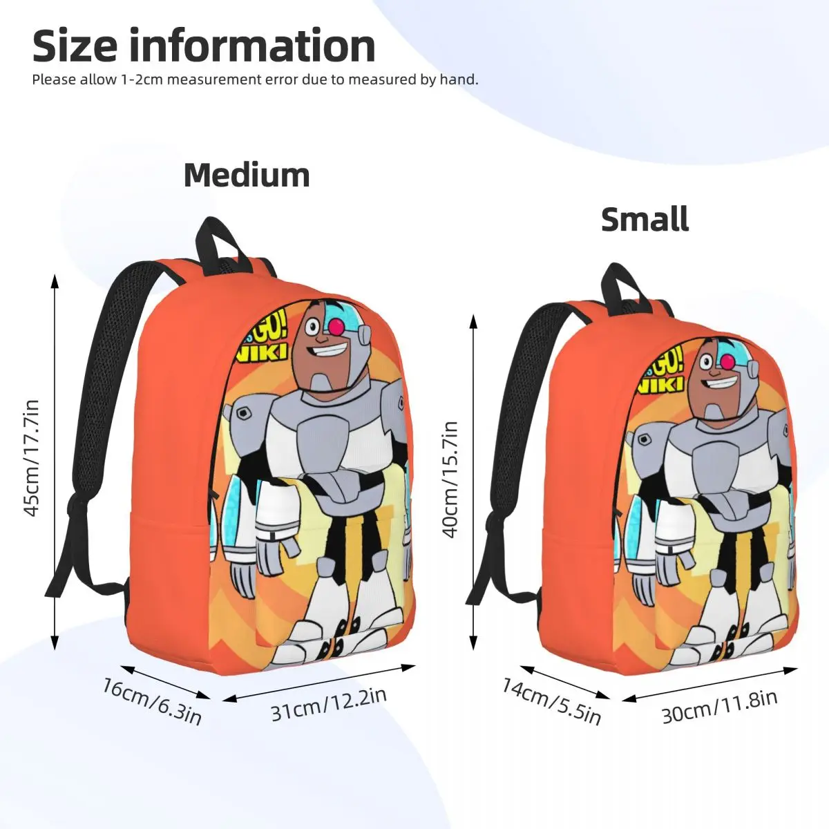 Komiks Teen Titans Go Robot dla mężczyzn Kobiety Student School Bookbag Plecak na co dzień Middle High College Durable