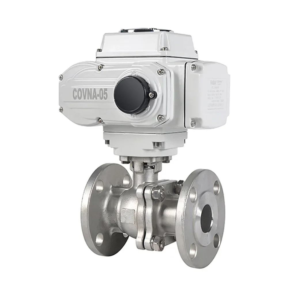 DN100 4 inch 2 Way 24V DC Double Flange Type 304 Stainless Steel Electric Actuated Ball Valve