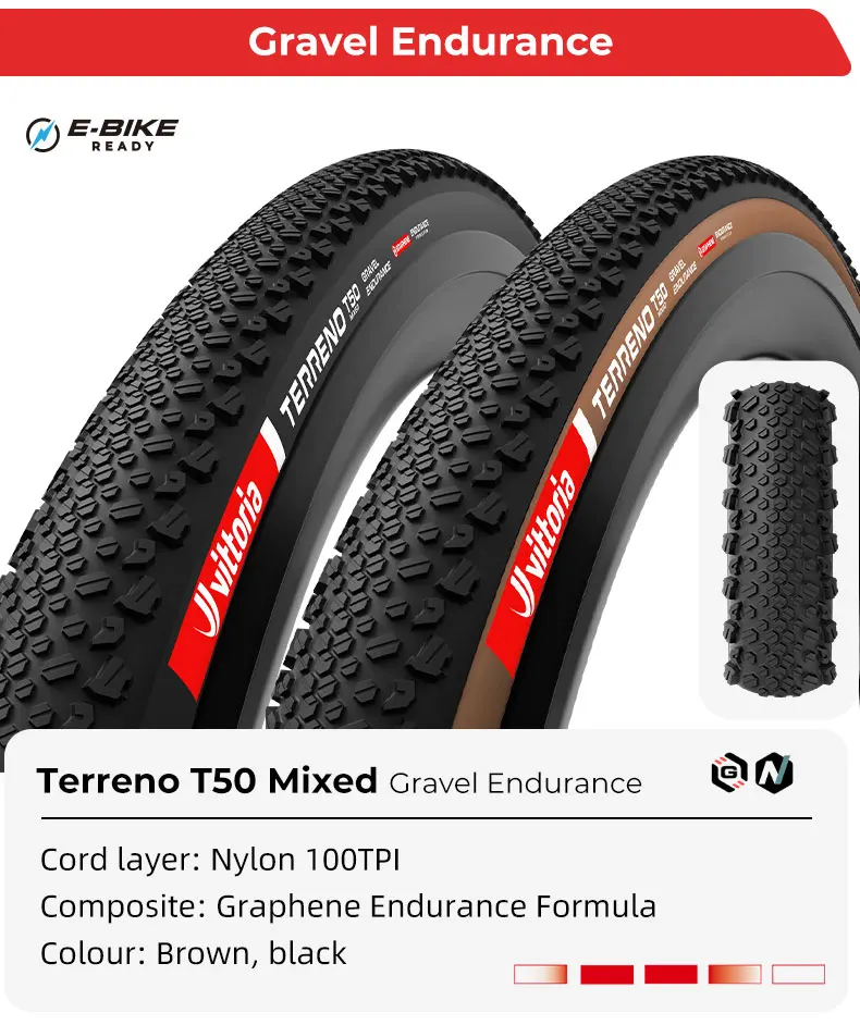 Vittoria Bicycle Gravel Road Vehicle Tire 40-622 37-622 Tubeless TERRENO T50 T30 T10 High Anti-Puncture Sidewall Protection – Detail 8
