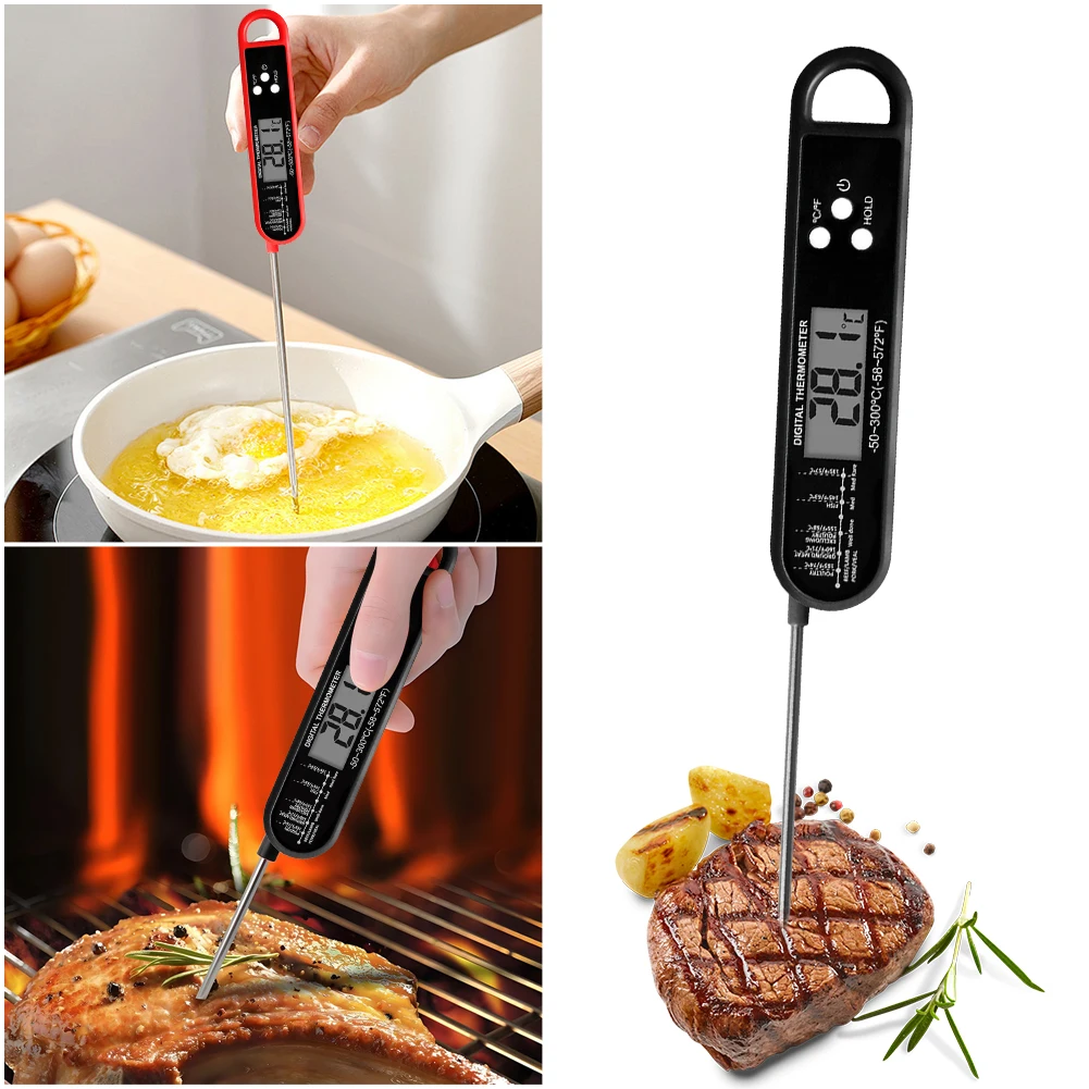 Digital Meat Thermometer Instant Read Food Thermometer with Foldable Probe Candy Thermometer for Kitchen Baking BBQ