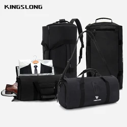 KingsLong-男性用防水トラベル衣類バッグ、大容量、スーツ収納、スポーツジムトリップダッフルバッグ、靴ポケット付き、ビジネス