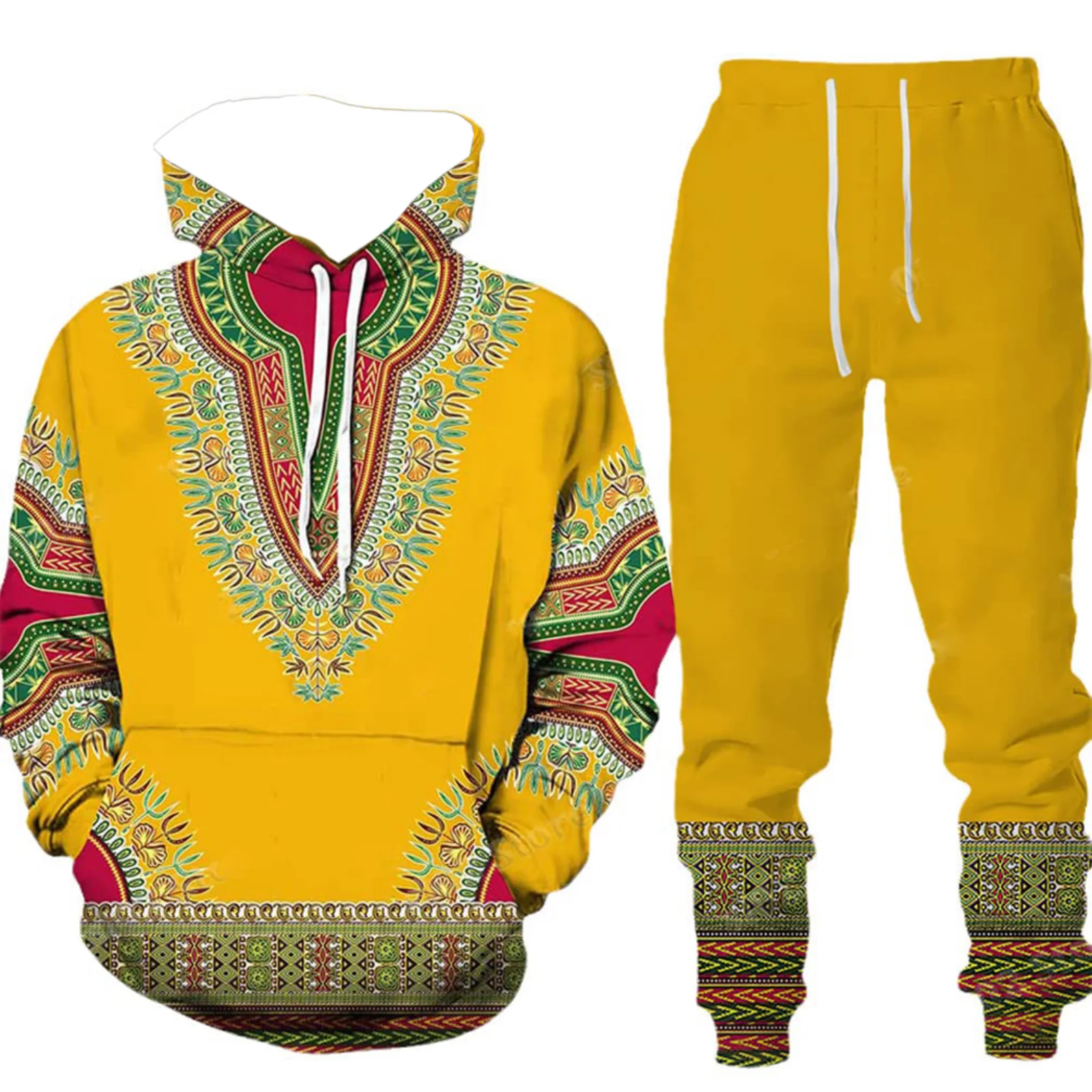 Sudadera Unisex con estampado 3D Retro africano, chándal para hombre, conjunto de 2 piezas con capucha, ropa de moda para hombre, S-5XL, triangulación de envíos