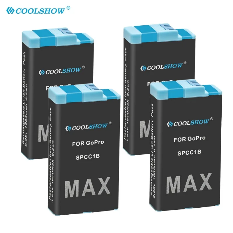 Carregador Coolshow-Gopro Max, 1600mAh, Acessórios para Câmaras Action, Max 360