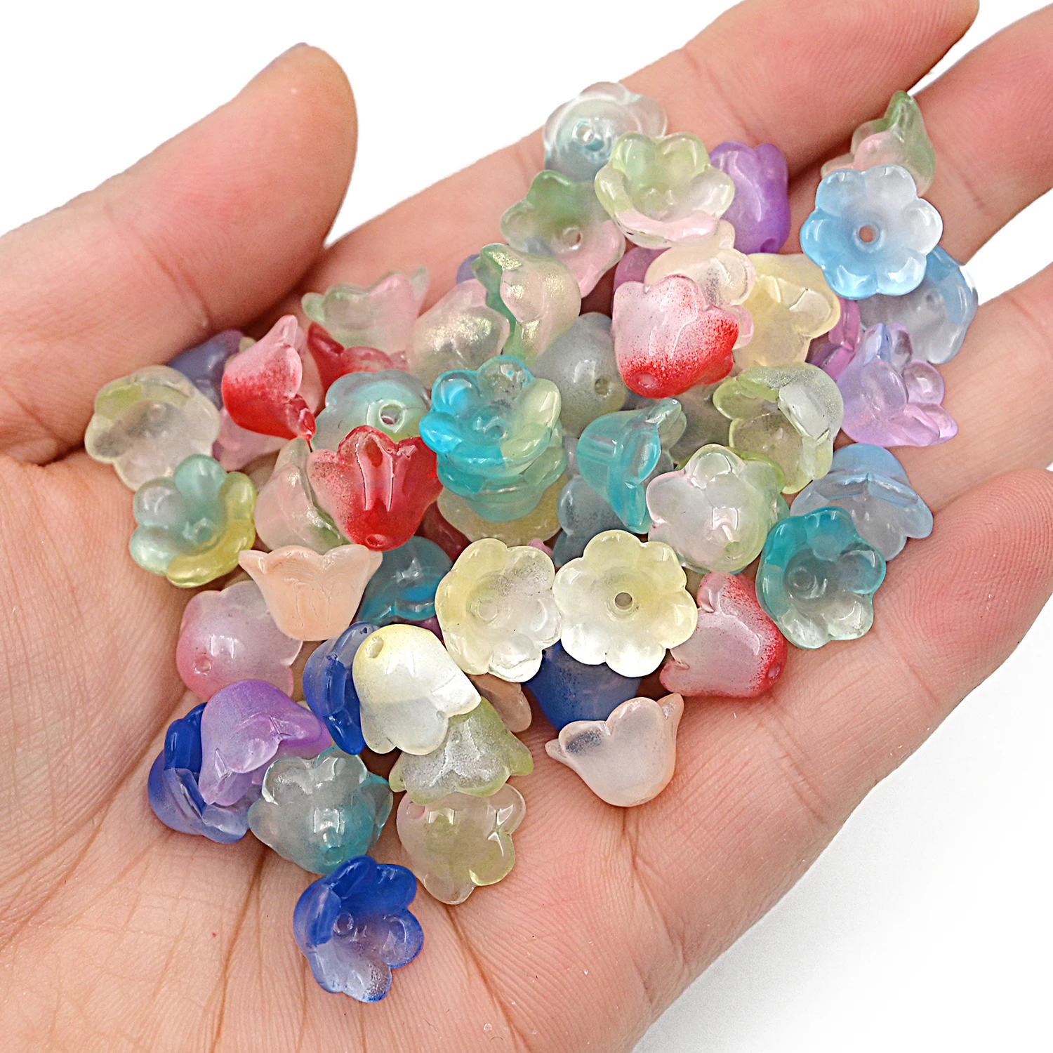 

30pcs/Lot Mix Color Trumpet Flower Lampwork Beads For Jewelry Making DIY Bracelet Necklace Accessories Glass Loose Spacer Beads