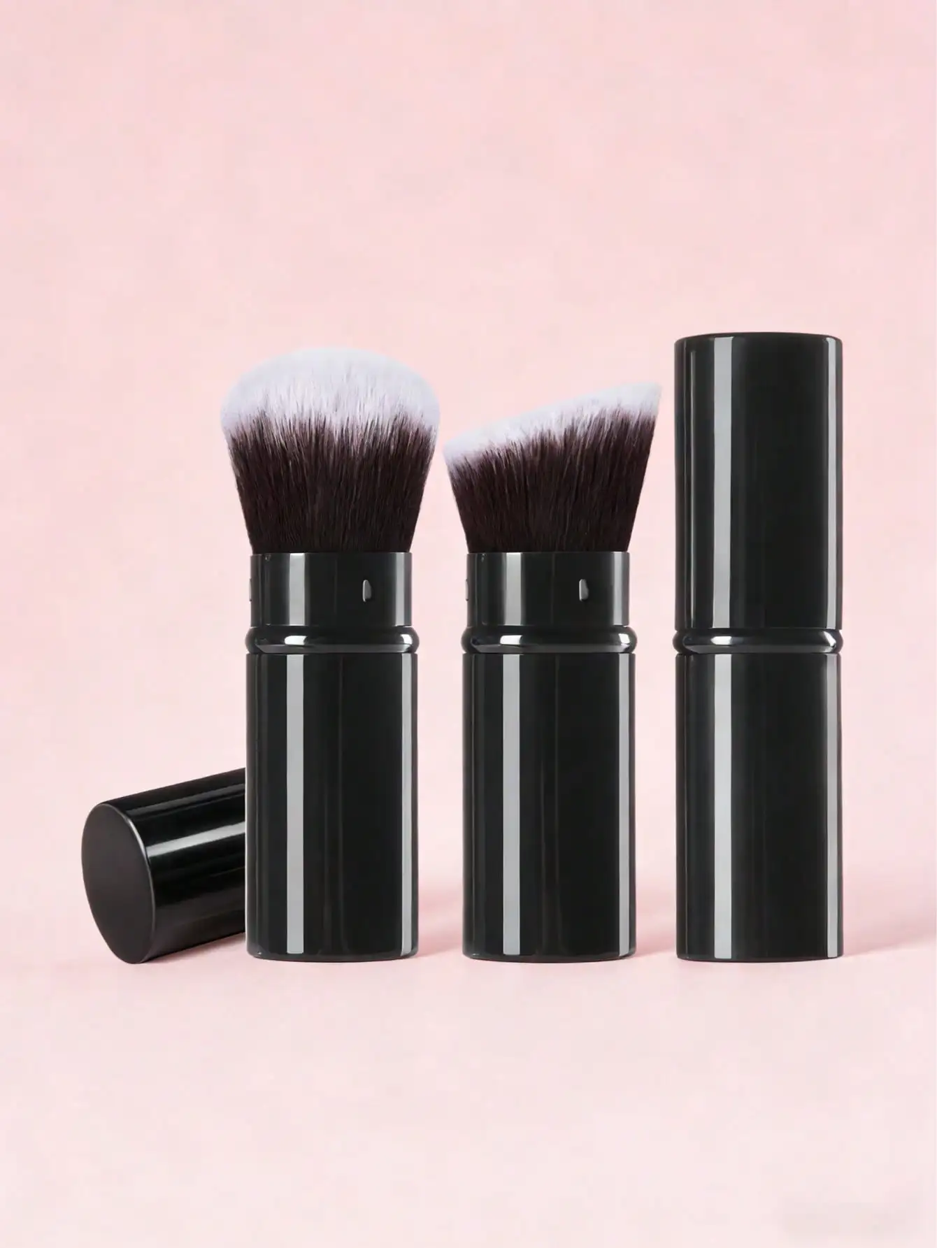1-2 Teleskop-Make-up-Pinsel, Reise-Kabuki-Foundation-Make-up-Pinsel, Gesichtsrouge-Pinsel zum Mischen von Flüssigkeiten und Rouge