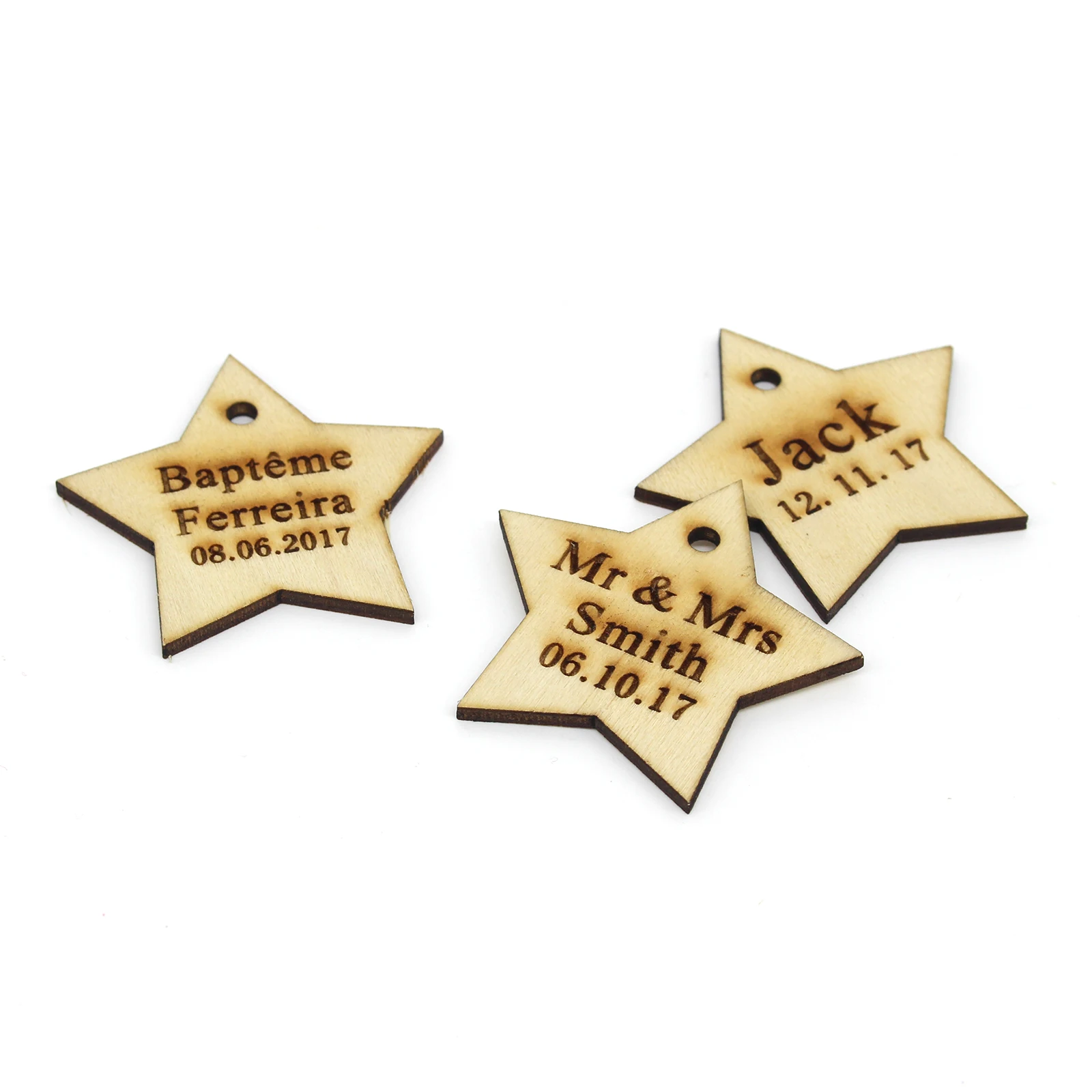 30Pcs Personalized Engraved Mirror Stars Tags Wedding Table Centerpieces Baby Shower Decor Baptism Birthday Wedding Custom Gifts