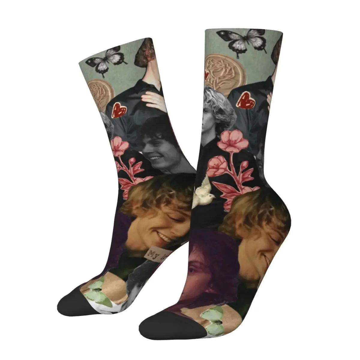 

Crazy Design Evan Peters Skateboard Socks Polyester Middle Tube Socks for Unisex Sweat Absorbing