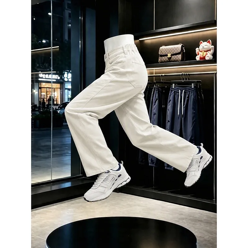 OIQERE Mens American Style Cotton Washed Long Pants 2026 Summer Autumn Casual Loose Vintage Streetwear Trousers