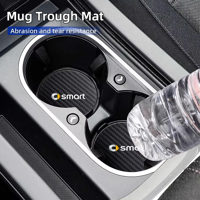 2Pcs Cup Holder Coaster Mat For Smart Fortwo 450 453 Forfour EQ Anti‑Slip Cup Pad Interior Trim