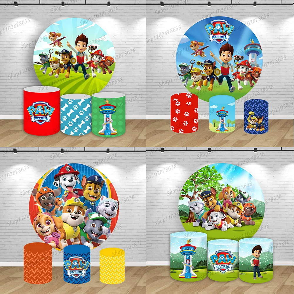 

Круглый чехол для фотозоны на день рождения/мальчиков-помощников собак-поляков (Paw Patrol) с изображением Чейза, Райдера, Рабл, для фотосессий и детских праздников