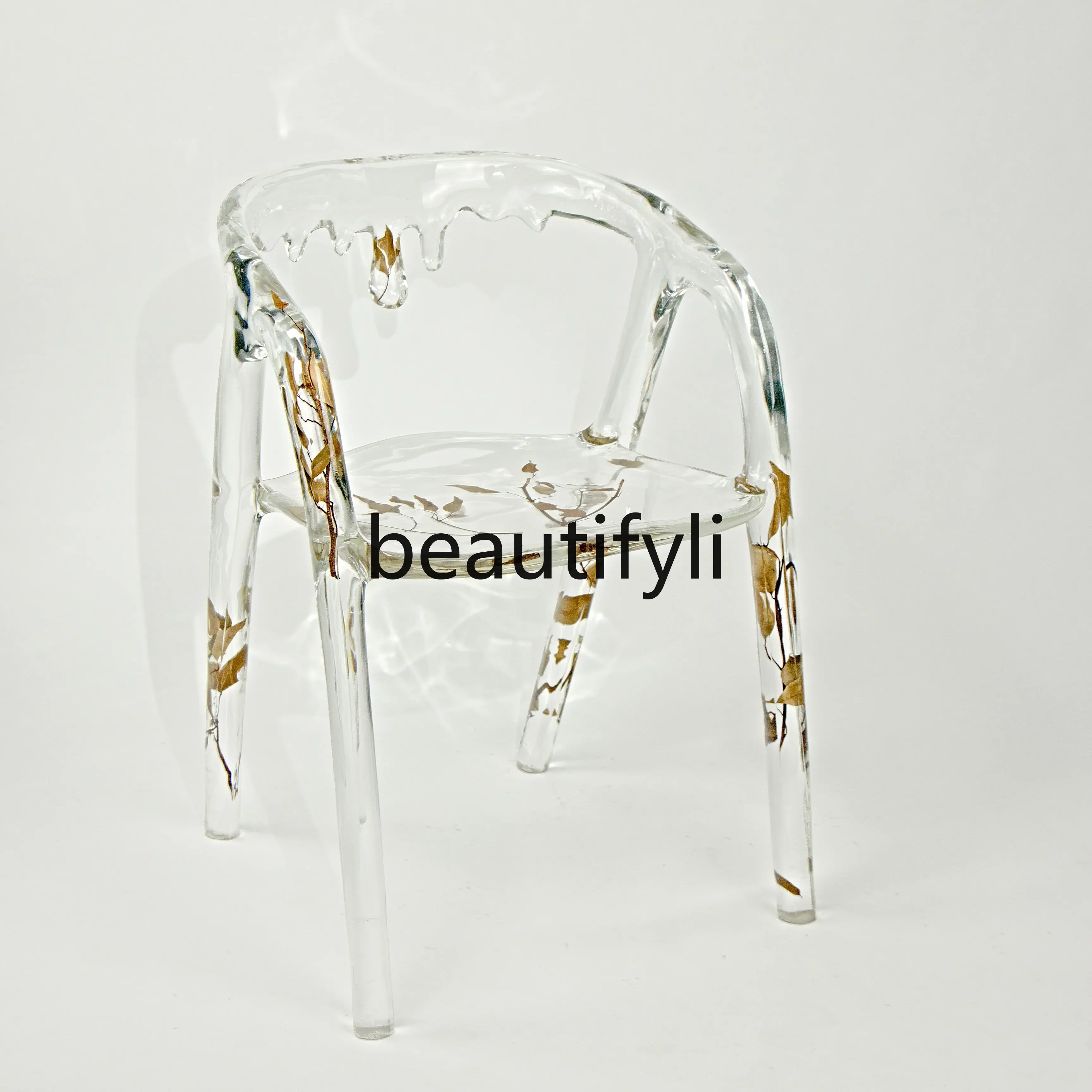 

Household acrylic dining chair resin light luxury backrest armchair